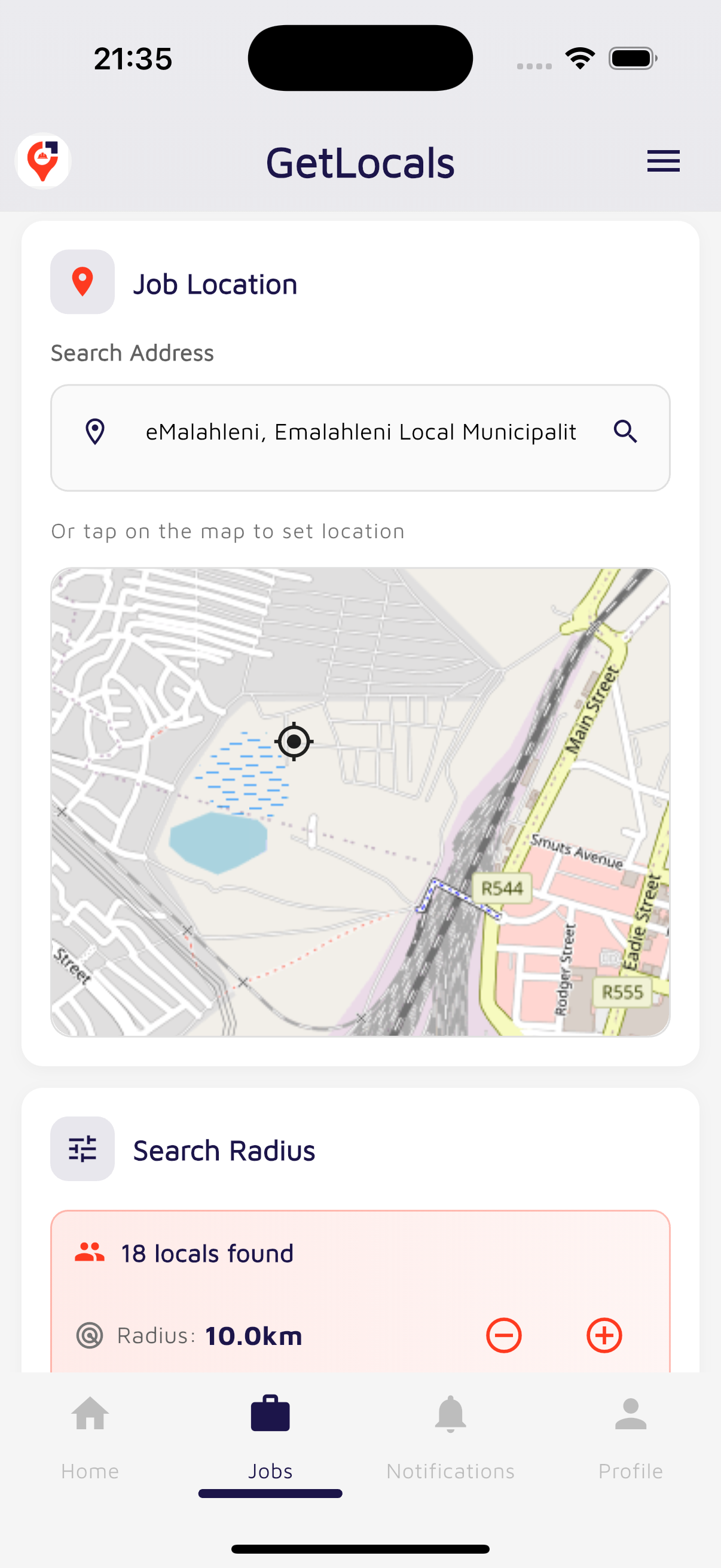 GetLocals employer dashboard